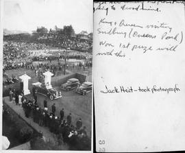 Royal car coming out from park going to Frood mine. - King + Queen visiting Sudbury (Queens Park) Won 1st prize with with this. - Jack Heit took photograph